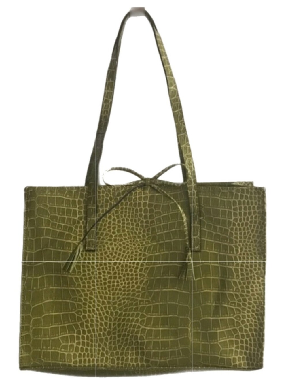 Vintage Liz Claiborne, Olive Faux Croc-Embossed Tote Bag